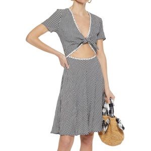 Solid and Striped Knotted cutout seersucker dress